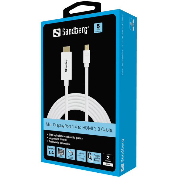 Sandberg mini DisplayPort &ndash; HDMI 1.4 - cable, 2 m, White