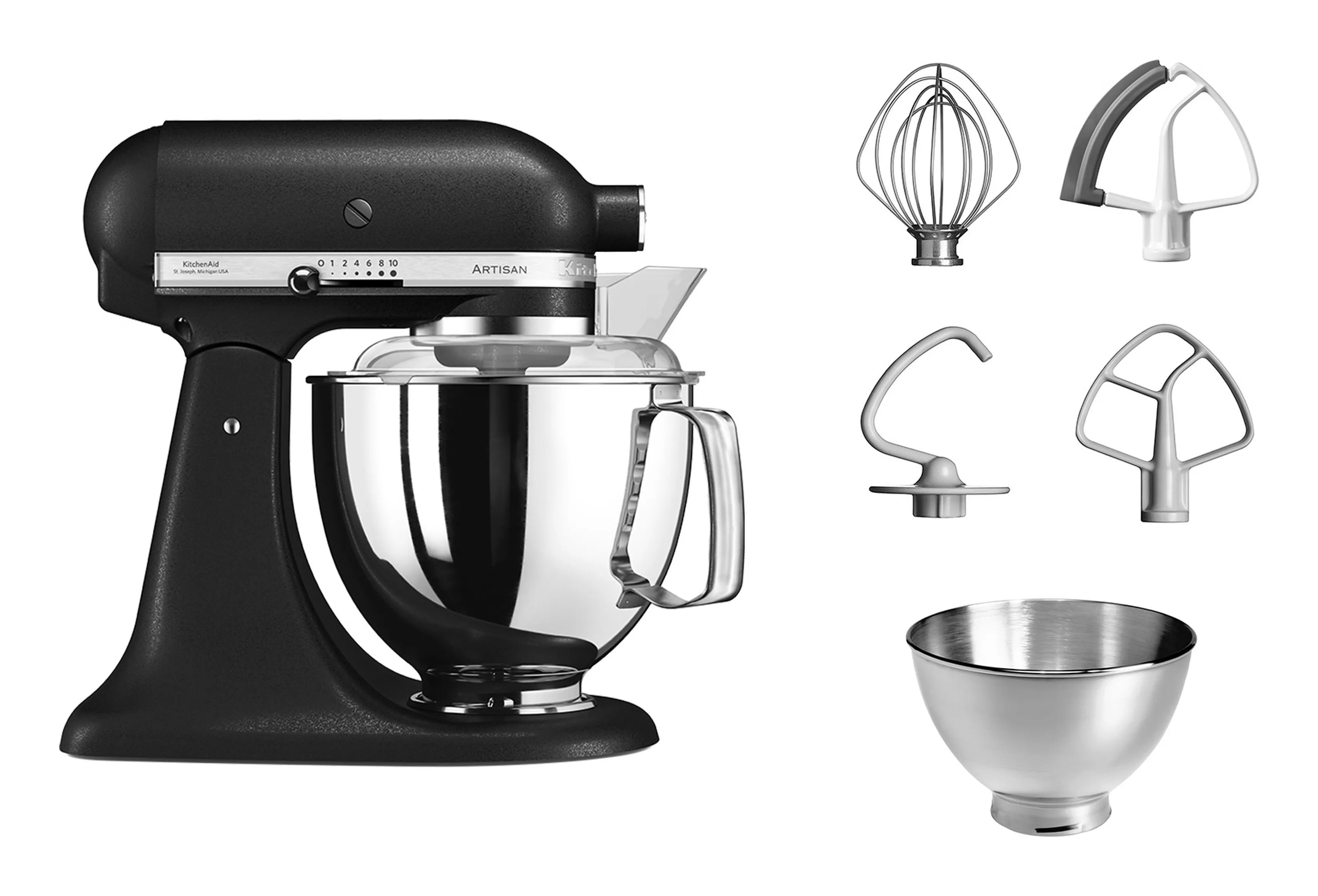 KitchenAid Artisan 5KSM175PSEBK Yleiskone 4,8 litraa 300 wattia - Valurautamusta