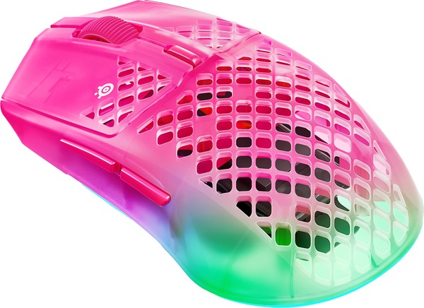SteelSeries Aerox 3 Wireless Gen 2 Wireless Gaming Mouse, Transparent, Magenta