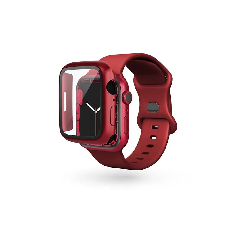 Epico Glass Case, Apple Watch 7, 41mm - skal med skärmskydd, Röd
