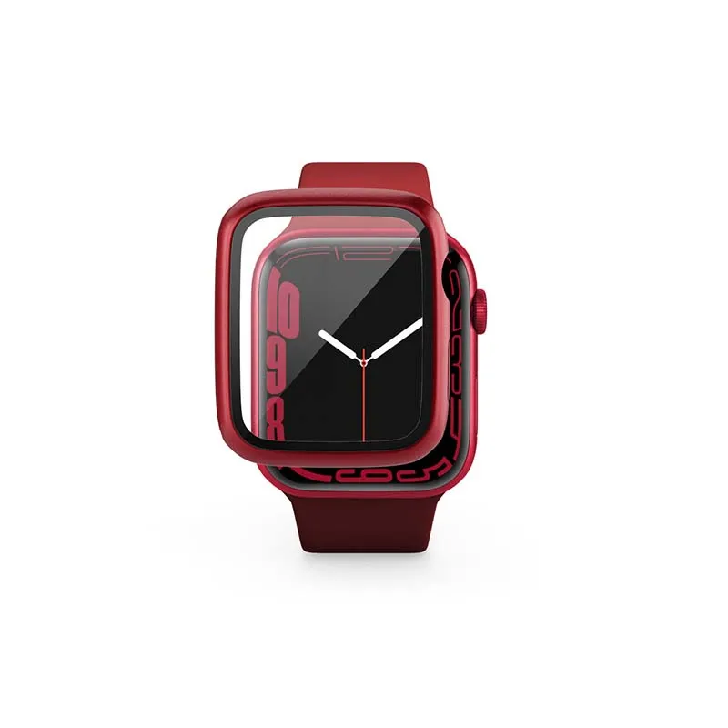 Epico Glass Case, Apple Watch 7, 41mm - skal med skärmskydd, Röd