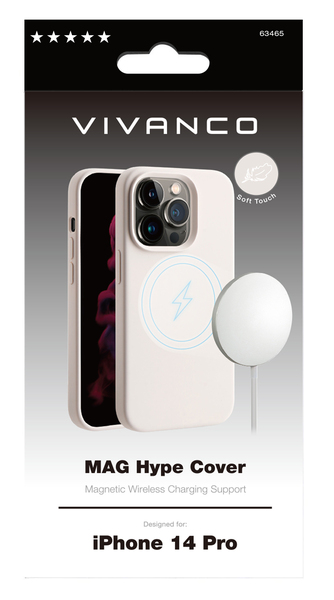 VIVANCO Mag Hype Cover for iPhone 14 Pro, beige