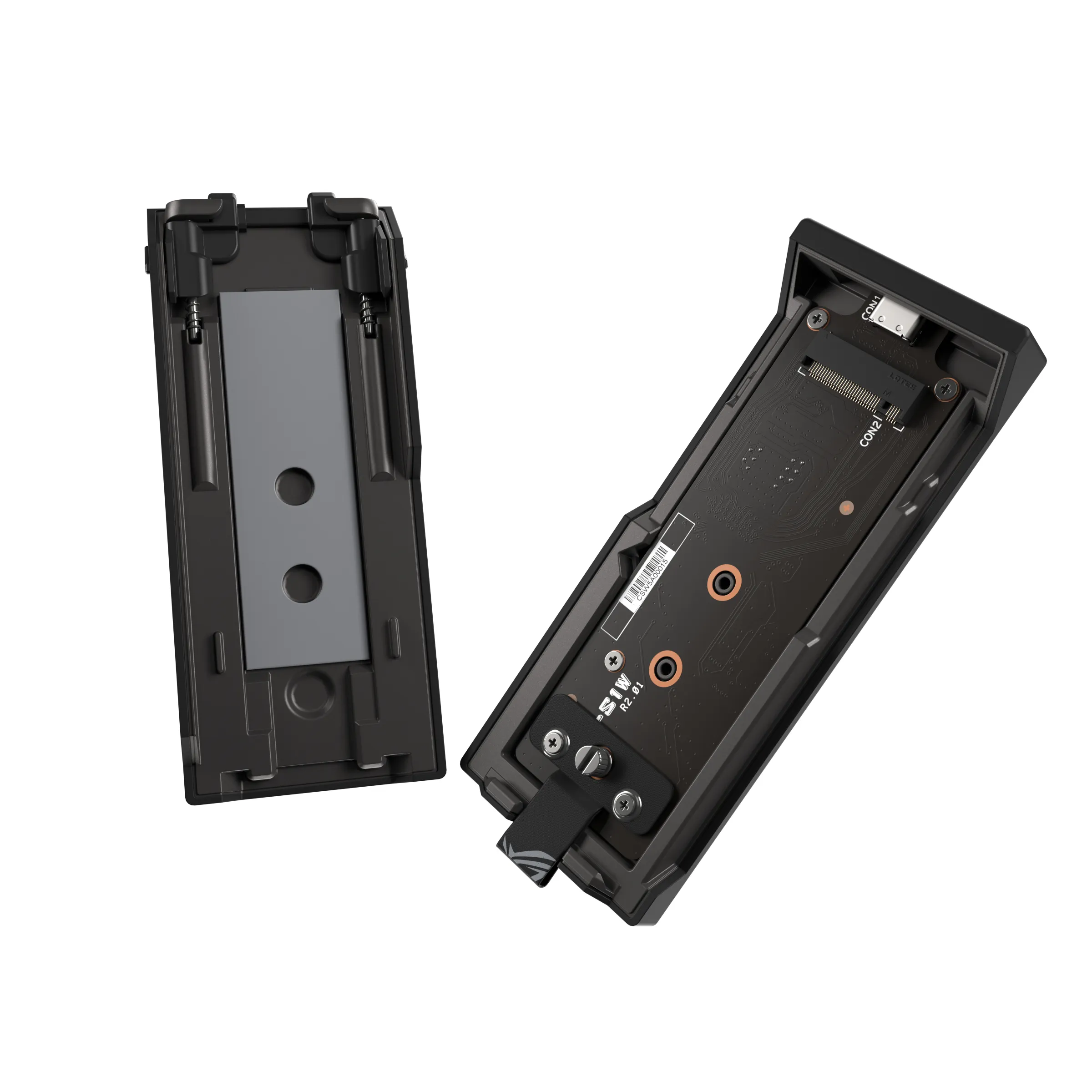 ASUS ROG Strix Aiolos M.2 NVMe/SATA SSD-kapsling, USB-C, USB 3.2 Gen 2x2, svart