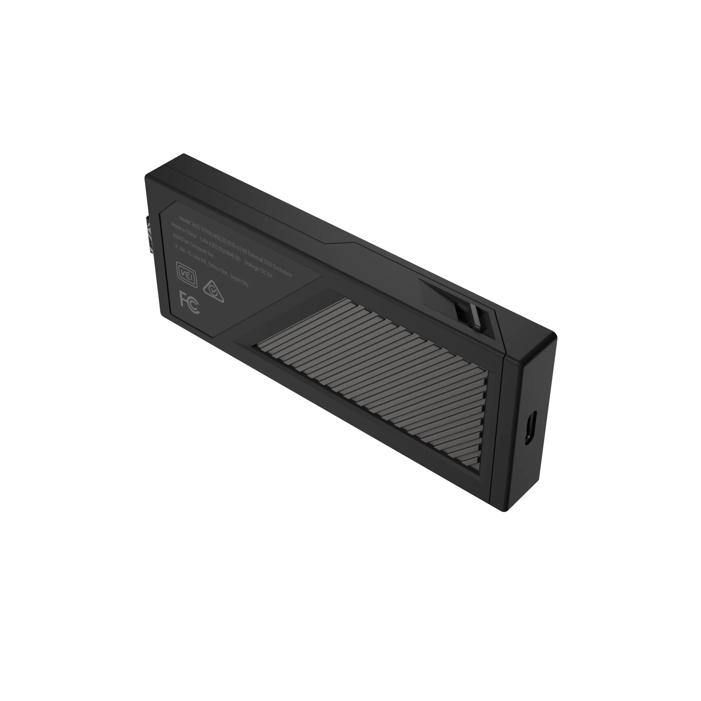 ASUS ROG Strix Aiolos M.2 NVMe/SATA SSD-kapsling, USB-C, USB 3.2 Gen 2x2, svart