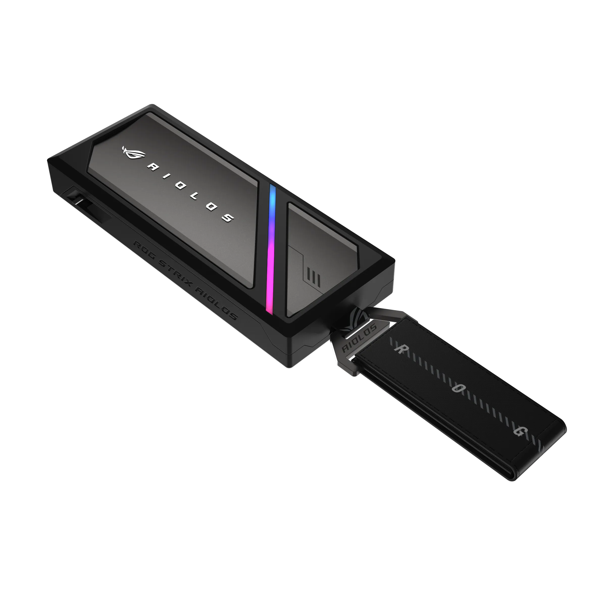 ASUS ROG Strix Aiolos M.2 NVMe/SATA SSD-kapsling, USB-C, USB 3.2 Gen 2x2, svart