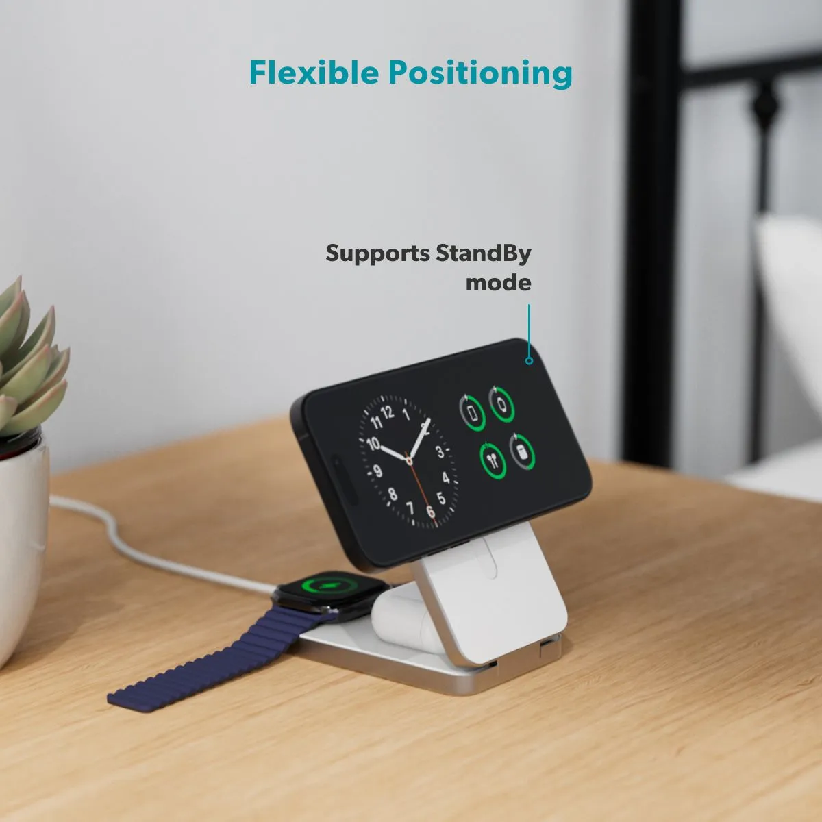 Epico UltraBase 4in1 8000mAh Fold Power Bank  &amp;  Wireless Charging Stand | White | Qi2  &amp;  MagSafe Compatible