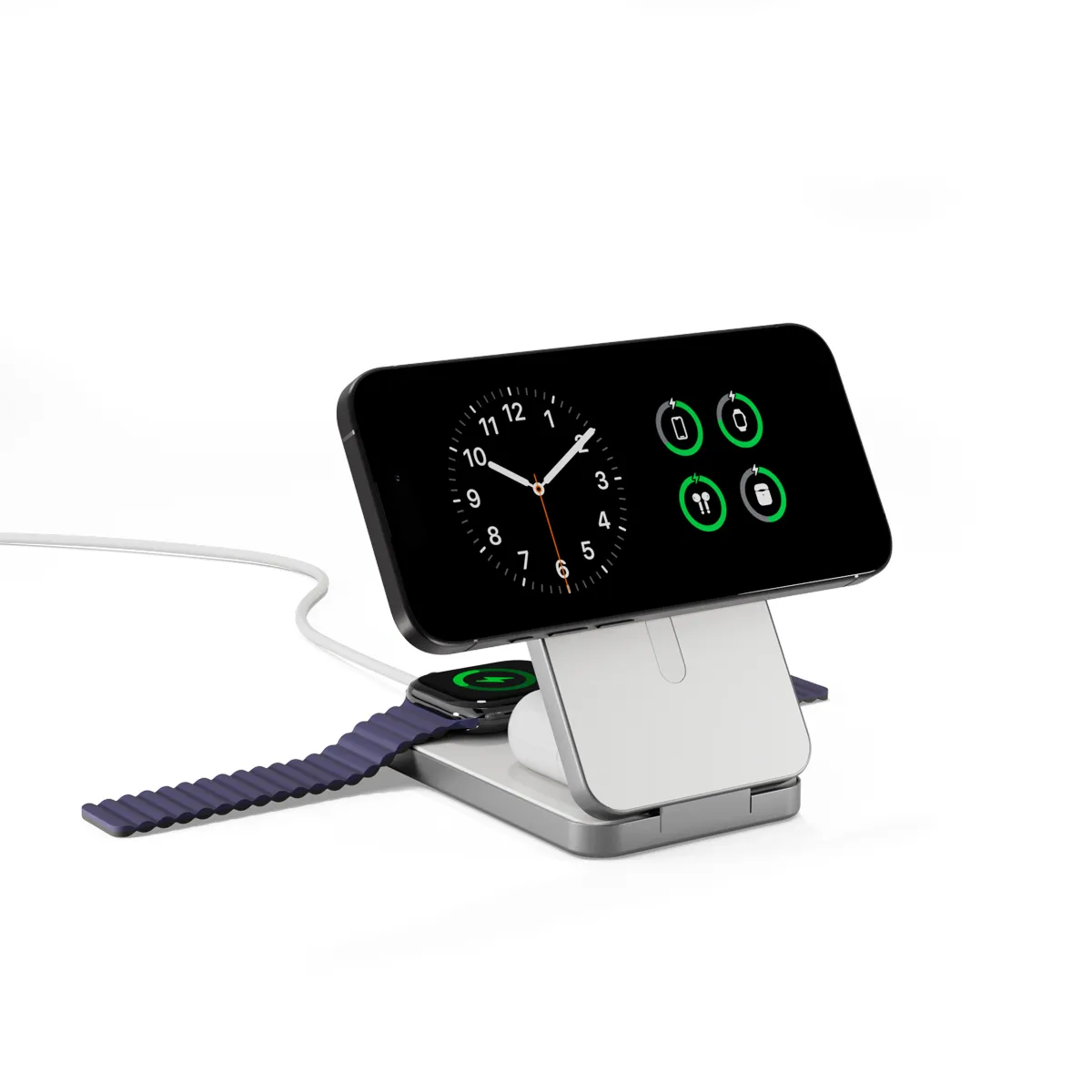 Epico UltraBase 4in1 8000mAh Fold Power Bank  &amp;  Wireless Charging Stand | White | Qi2  &amp;  MagSafe Compatible