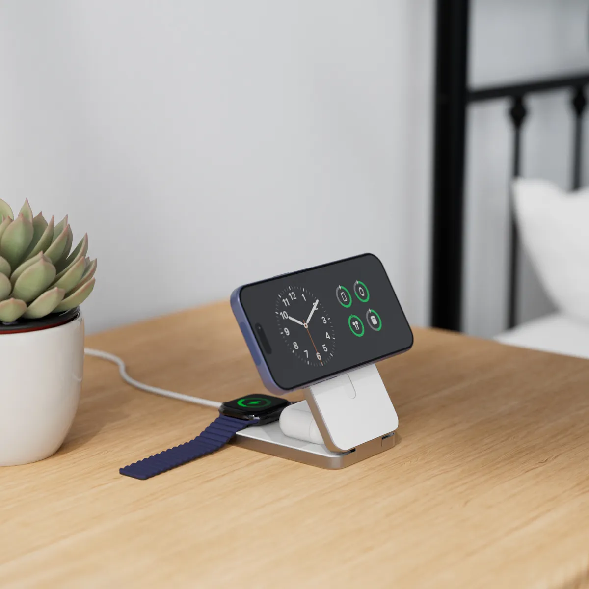 Epico UltraBase 4in1 8000mAh Fold Power Bank  &amp;  Wireless Charging Stand | White | Qi2  &amp;  MagSafe Compatible