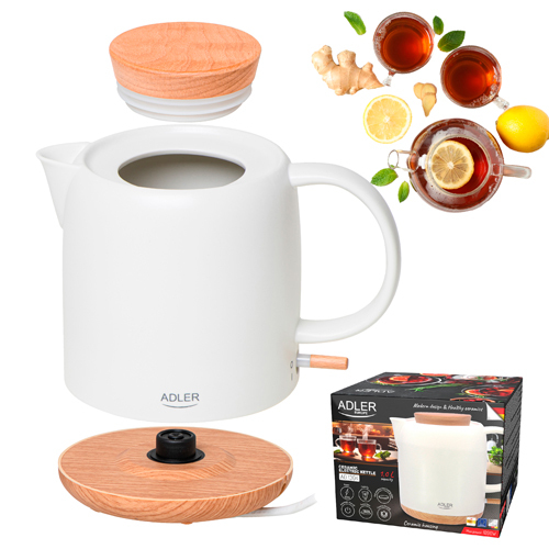 ADLER AD 1304 -vedenkeitin, 1,0 l, 1200 W, Ecru