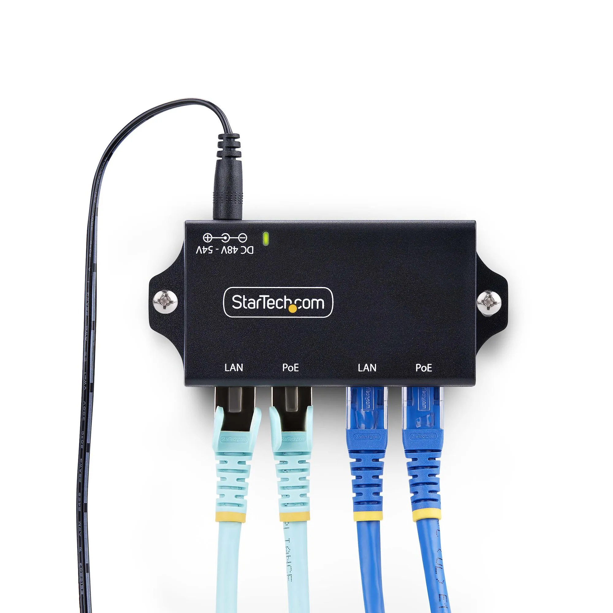 STARTECH.COM 2-Port PoE+ Injector 10/100/1000Mbps PoE/PoE+ 802.3af/at 4x 10/100/1000BASE-T RJ45 30W Wall Mountable