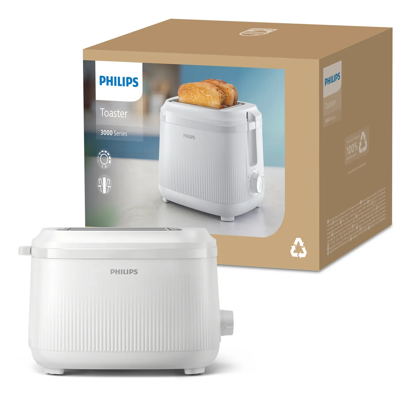 Philips 3000 serien - toaster, 2 slice(s),  Grey