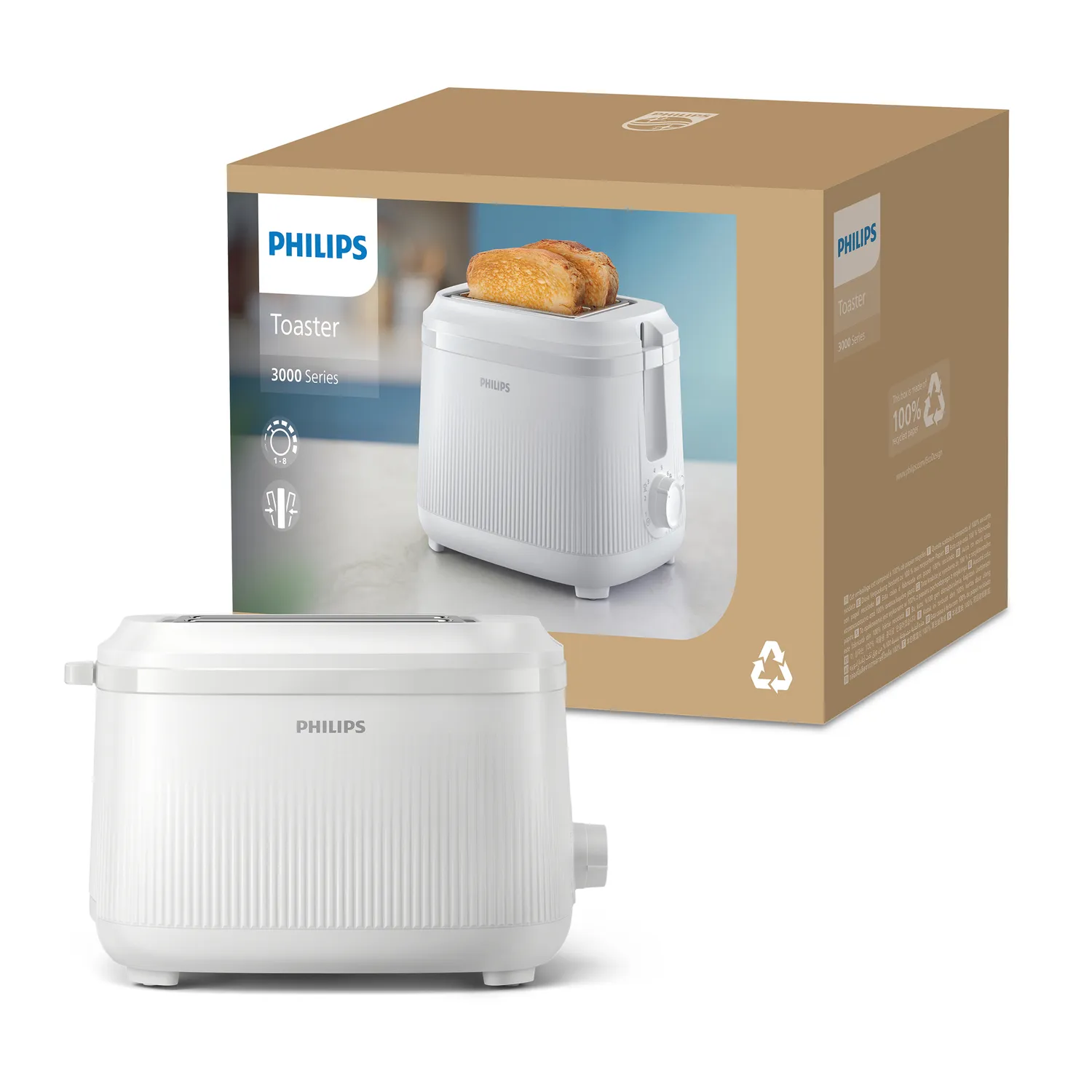 Philips 3000 Series HD2511/00 toaster, 2 slices, White