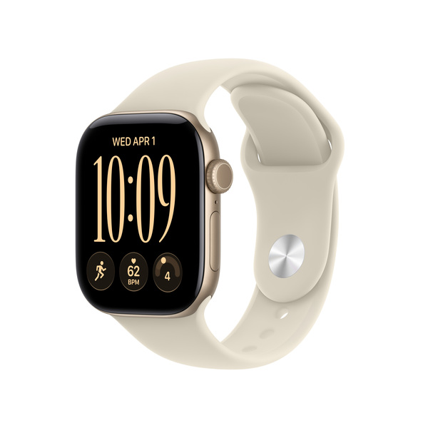 Apple Watch Series 12 (GPS) 42 mm aluminiumboett ljust guld med sportband sand, S/M