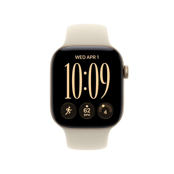 Apple Watch Series 12 (GPS) 42 mm aluminiumboett ljust guld med sportband sand, S/M