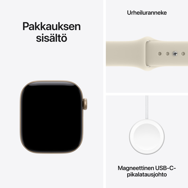 Apple Watch Series 12 (GPS) 42 mm aluminiumboett ljust guld med sportband sand, S/M