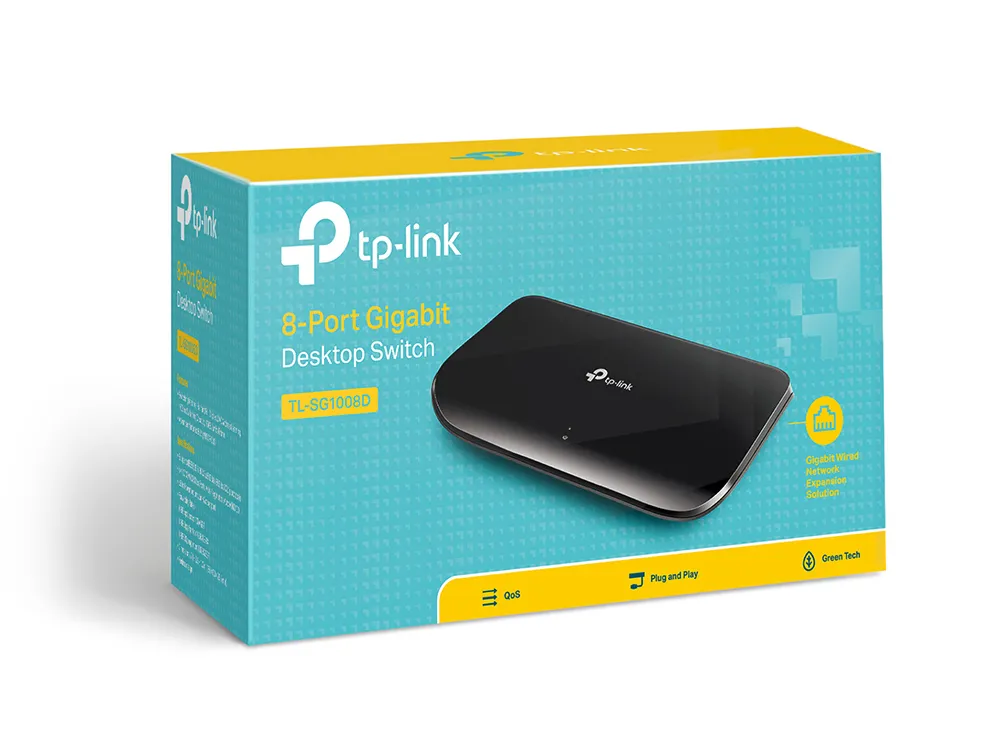 TP-Link TL-SG1008D - 8-porttinen Gigabit-p&ouml;yt&auml;kytkin, Musta