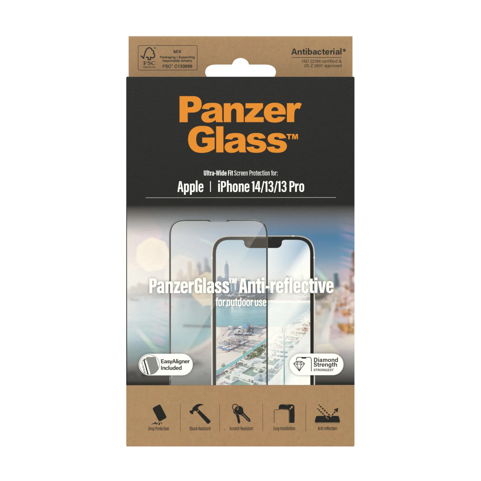 PanzerGlass Ultra-Wide Fit, Anti-Reflective, iPhone 14/13, 13 Pro - Screen Glass