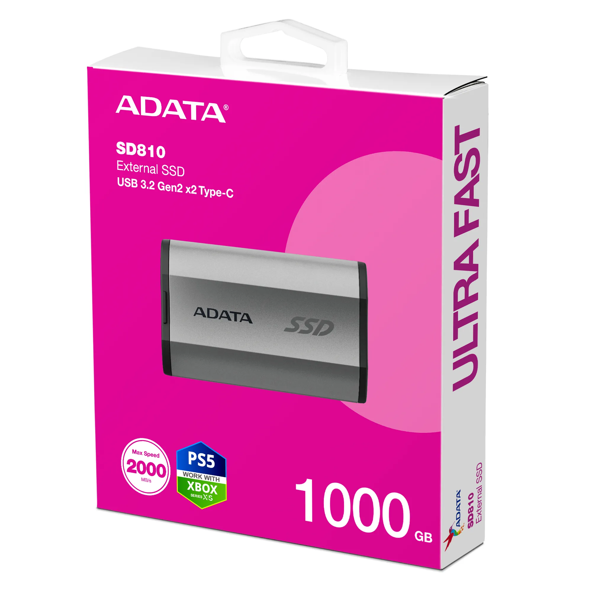 Adata SD810 1TB USB-C - External SSD, Silver