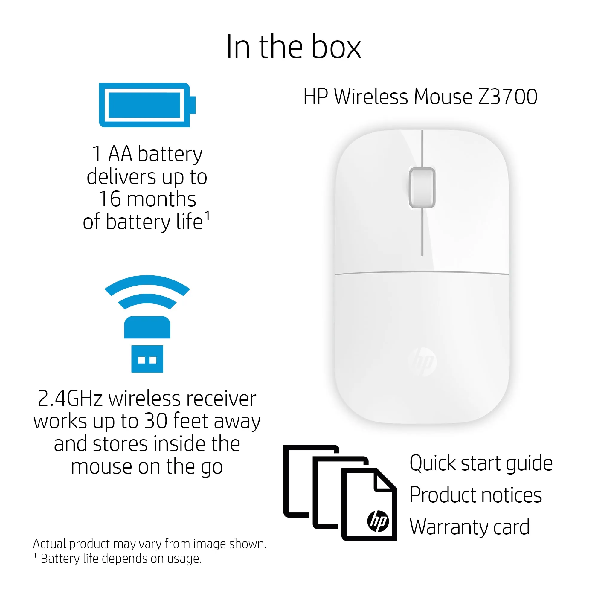 HP Z3700 - wireless mouse, White