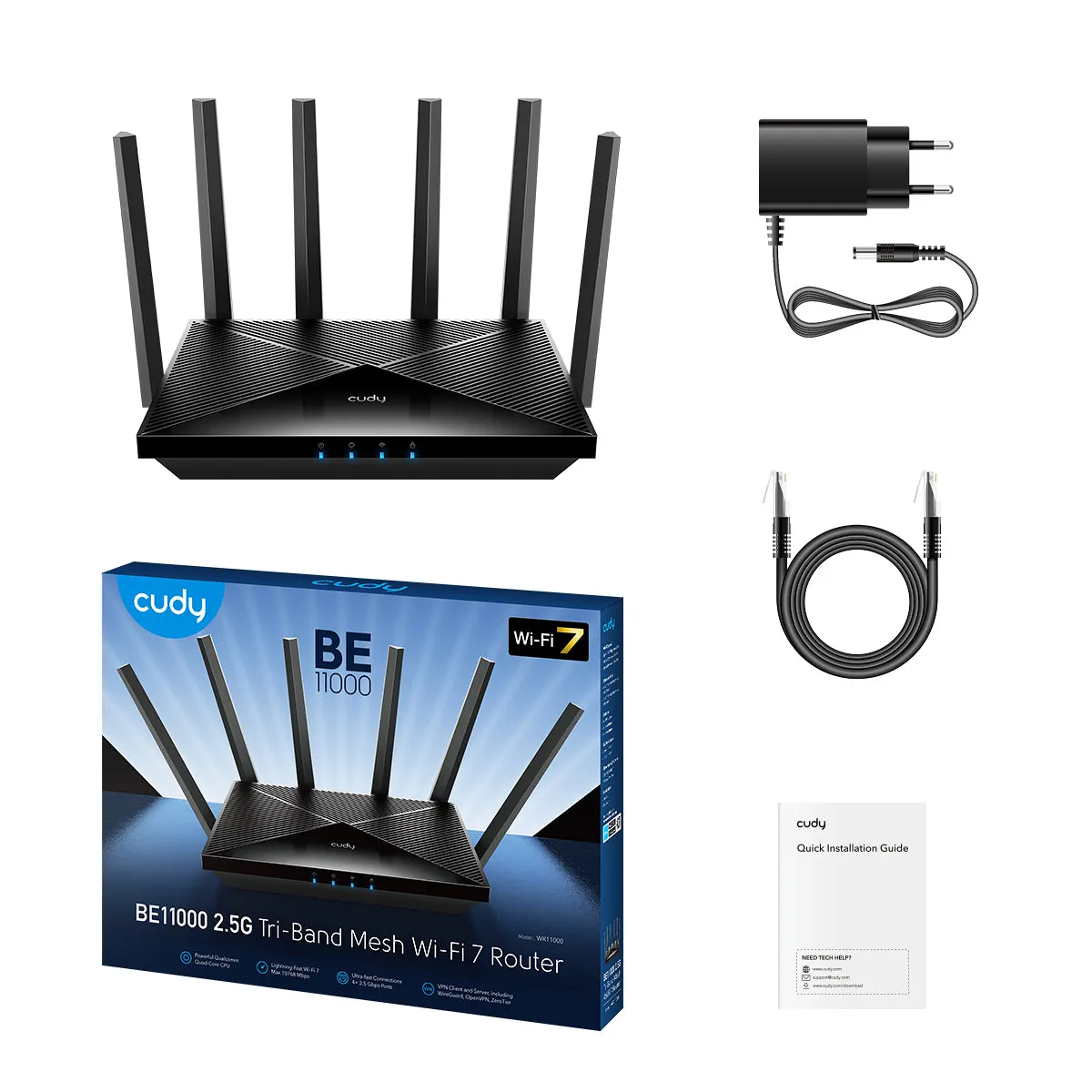 CUDY Wi-Fi Router WR11000 WF7 BE11000 Tri-Band 2.5G