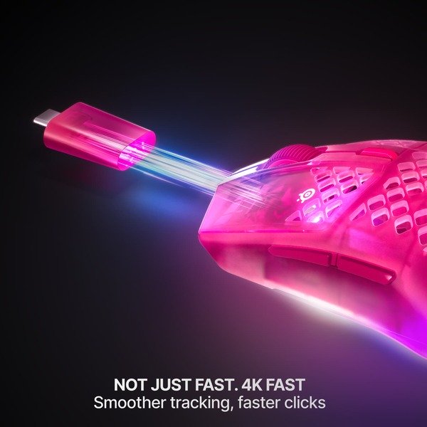 SteelSeries Aerox 3 Wireless Gen 2 Wireless Gaming Mouse, Transparent, Magenta