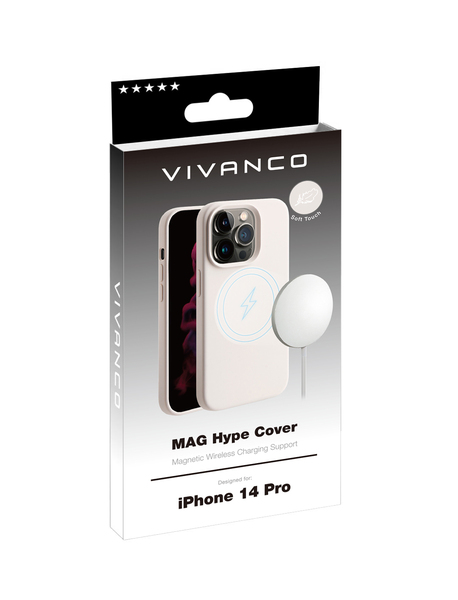 VIVANCO Mag Hype Cover for iPhone 14 Pro, beige