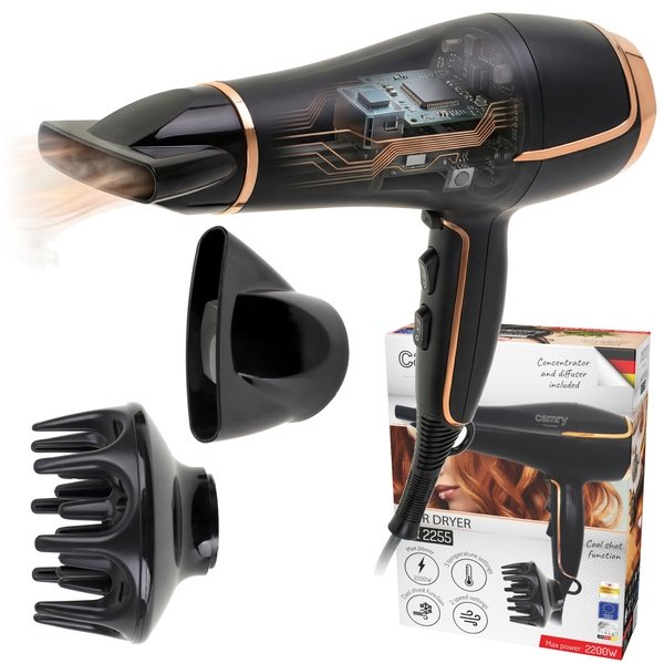 ADLER Camry CR 2255 2000W Hair Dryer, Black/Gold