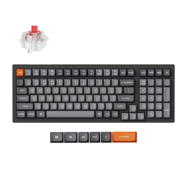 Keychron K4 MAX 96% Wireless Mechanical Gaming Keyboard, Super Red, Black