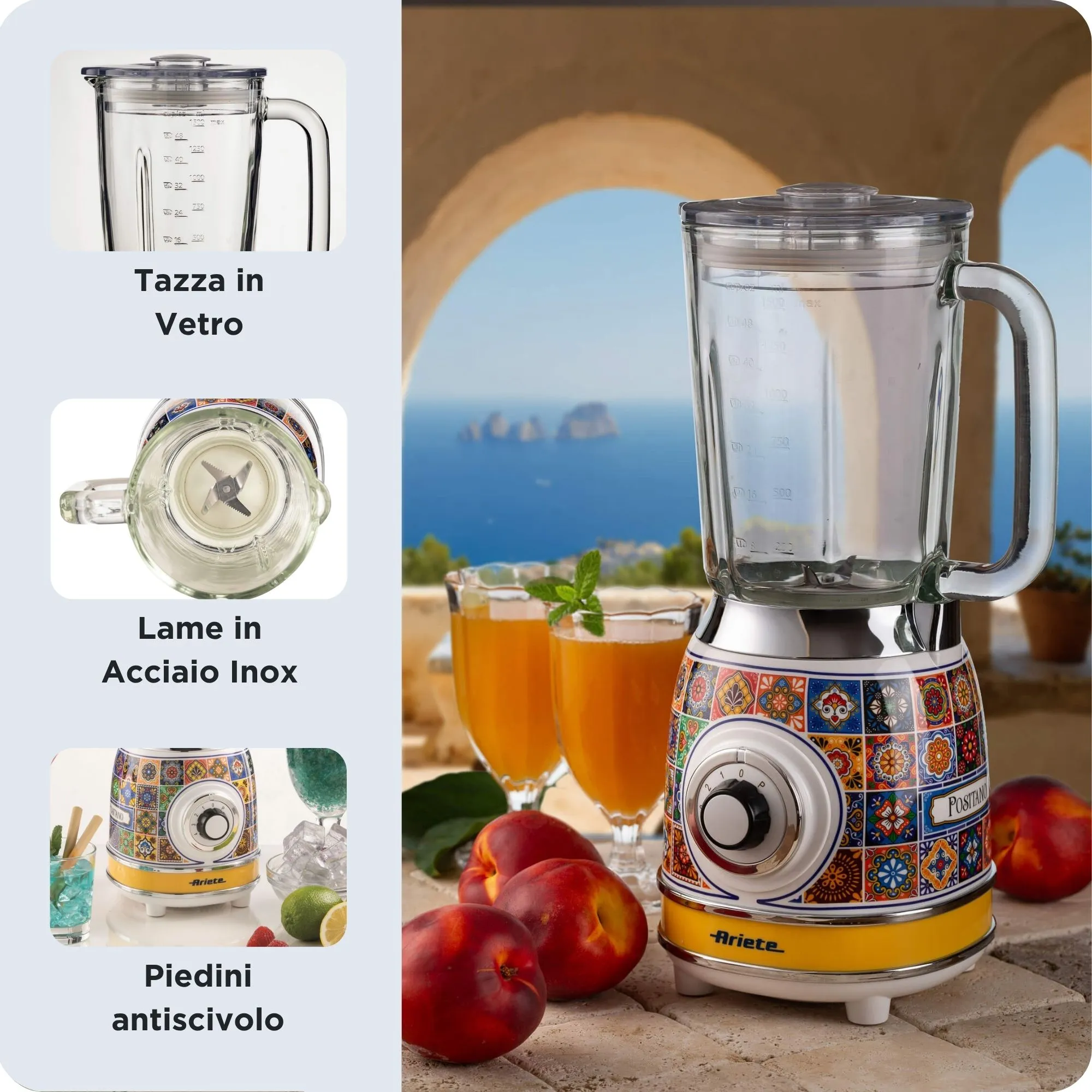 Ariete Positano 00C05830PAR0 1000W 1.5L Blender, Blue, Yellow