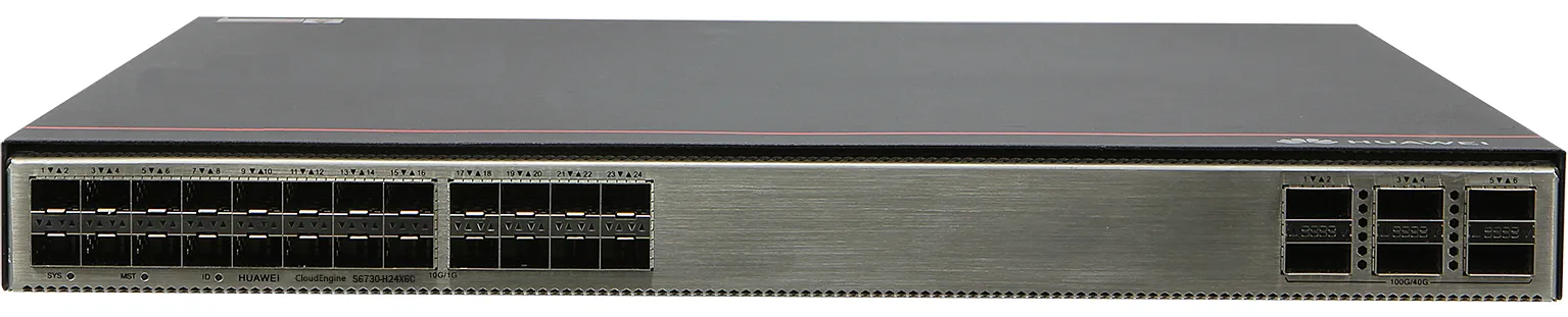 HUAWEI S6730-H24X6C 24x10GE SFP+ ports 6x40GE QSFP28 ports optional license for upgrade to 6x100GE QSFP28 without power module