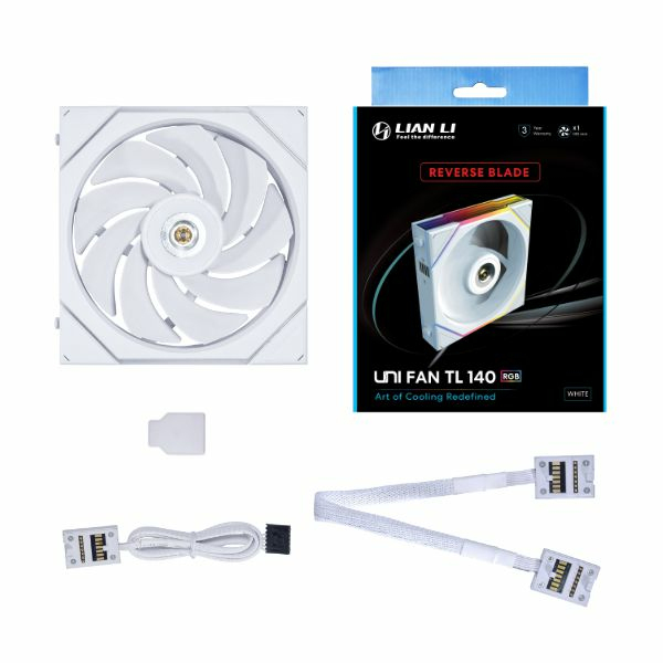 Lian Li UNI FAN TL Wireless Reverse, 140mm, Fluid Dynamic Bearing, PWM ARGB Fan, White