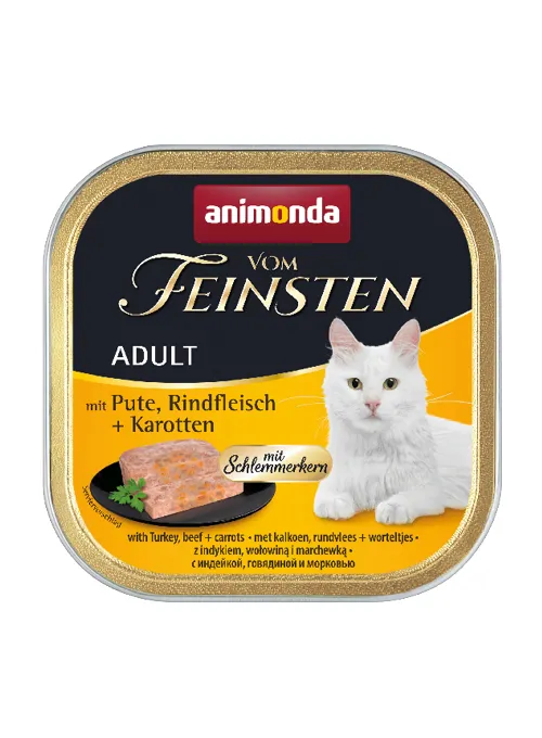 Animonda Vom Feinsten Adult Turkey, Beef and Carrots, Wet food for cats, 100g