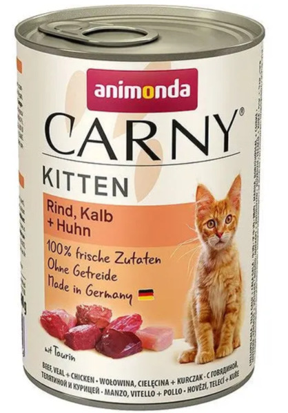 Animonda Carny Kitten Veal, Chicken &amp; Turkey, Wet food for cats, 400g