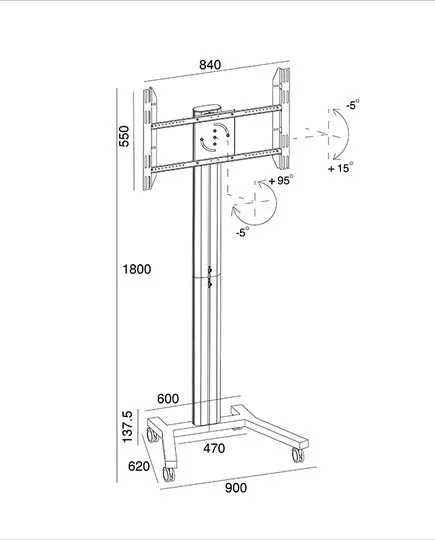 Multibrackets M Public Display Stand 180 Single - Teline tuotteelle LCD nestekiden&auml;ytt&ouml; / plasma TV - alumiini - musta -n&auml;yt&ouml;n koko: 40"-63" -kiinnitysliit&auml;nt&auml;: