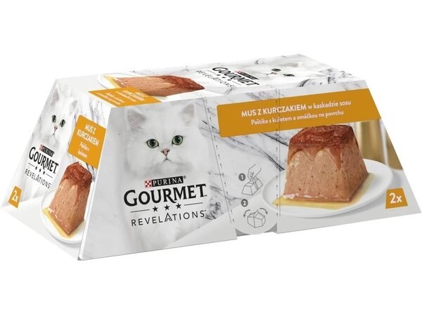 Purina Gourmet Revelations Mousse with Chicken in Sauce, Wet food for cats, Adult, 2 x 57g