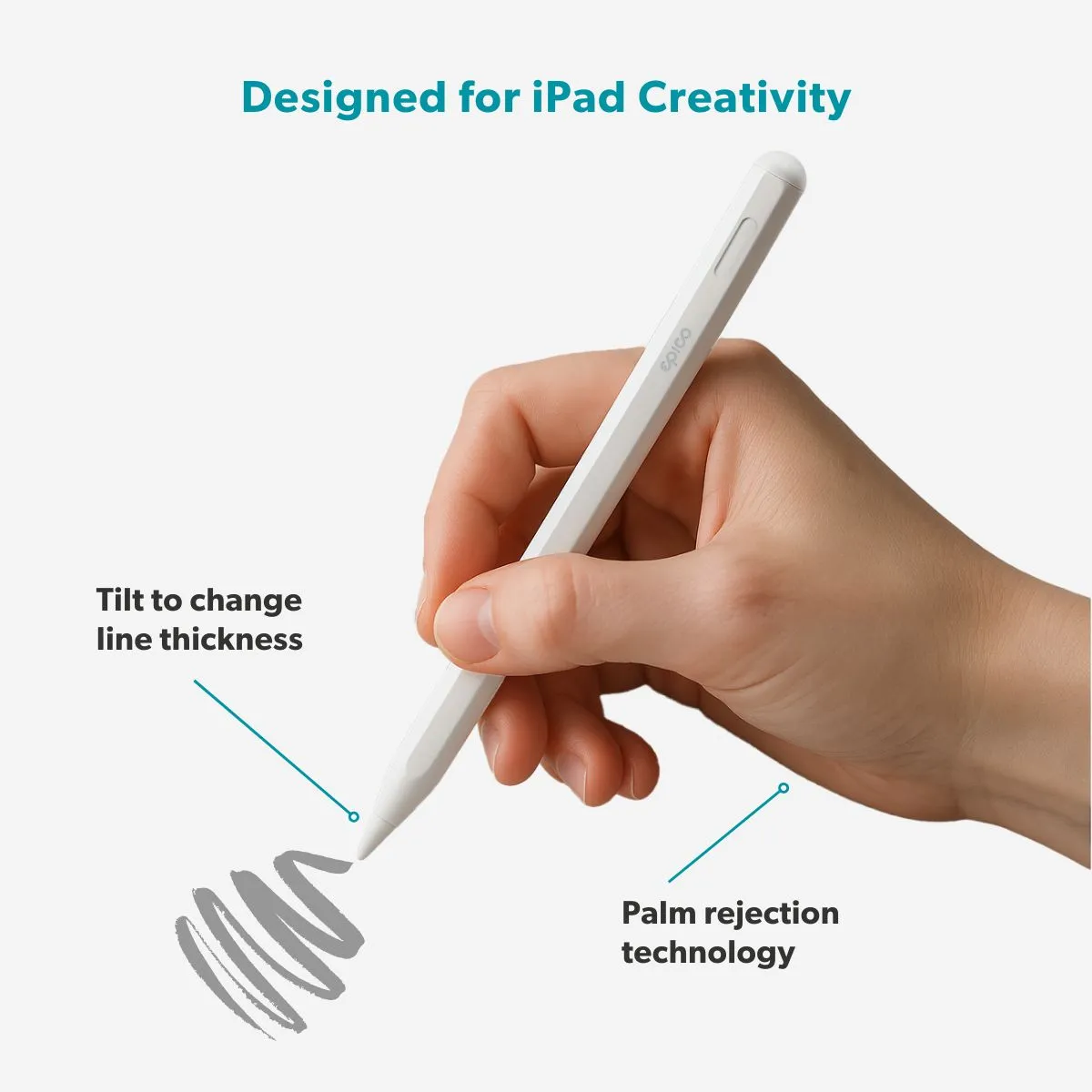 Epico UltraPen Stylus ES50 for Apple iPad White Palm Rejection, White