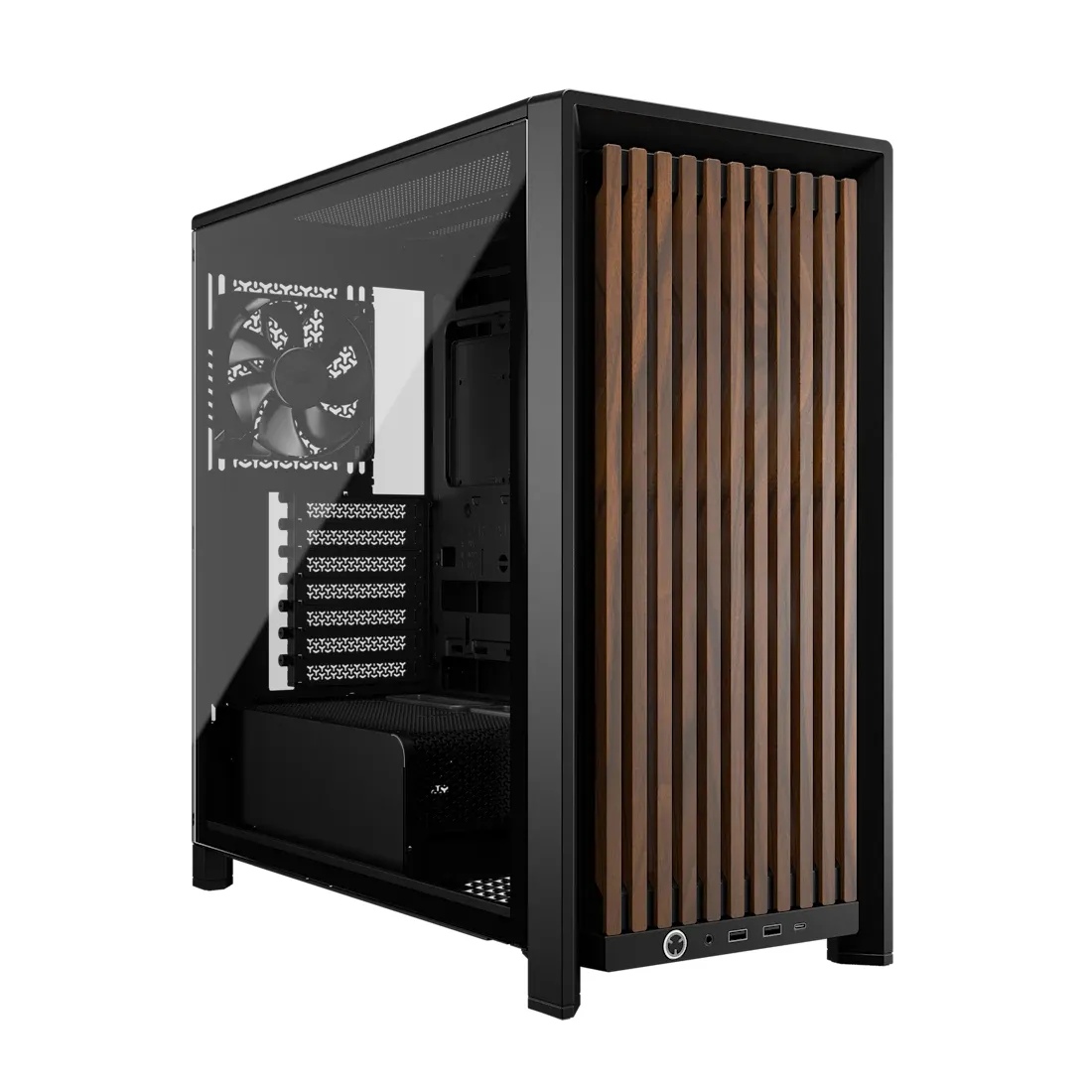 Corsair Frame 4000D Wood RS -miditornikotelo ikkunalla, musta, puu