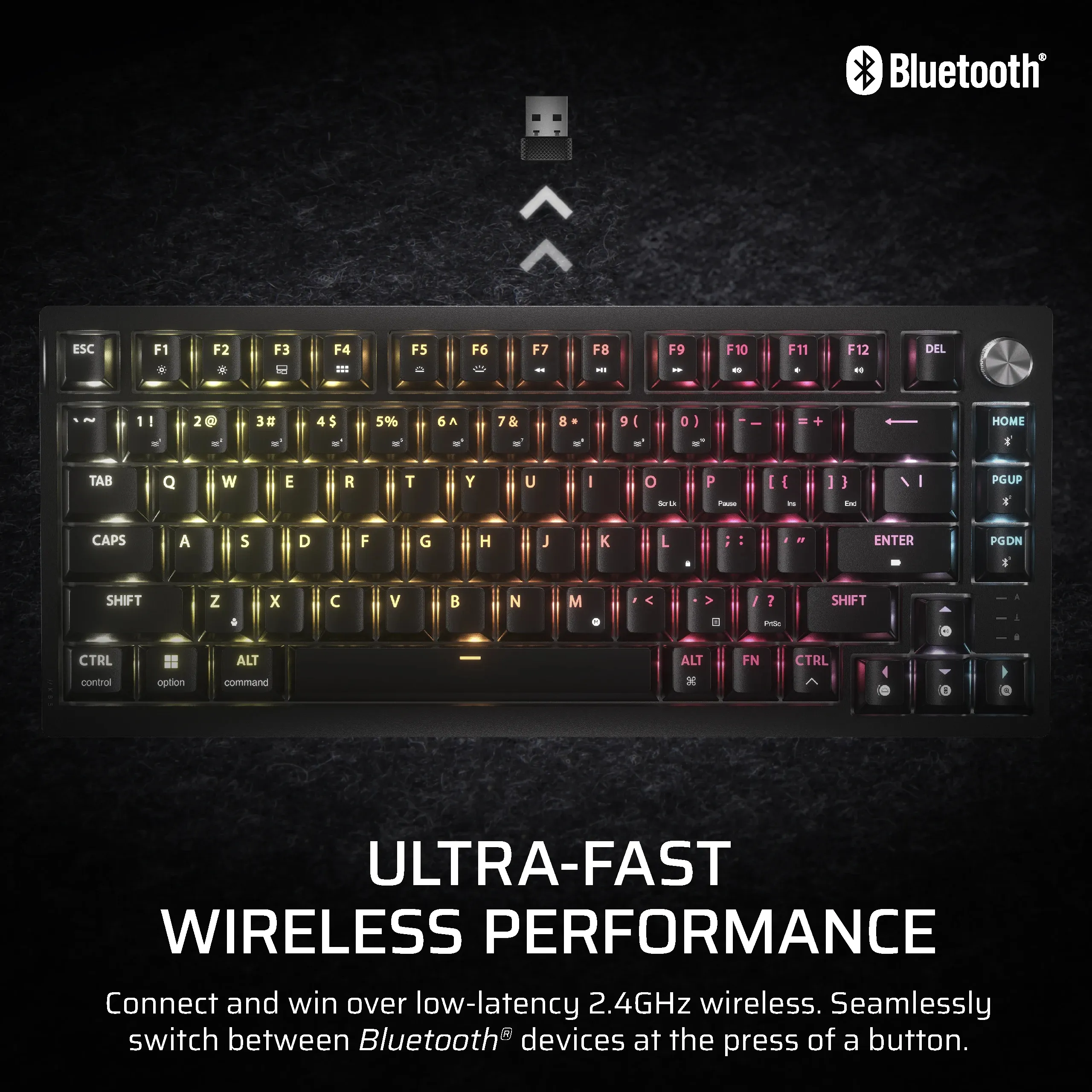 CORSAIR K65 PLUS WIRELESS TACTILE 75% Mechanical Gaming Keyboard, MLX Fusion, Black
