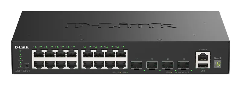 D-Link DGS-1530-20/E - Managed Ethernet switch, Black