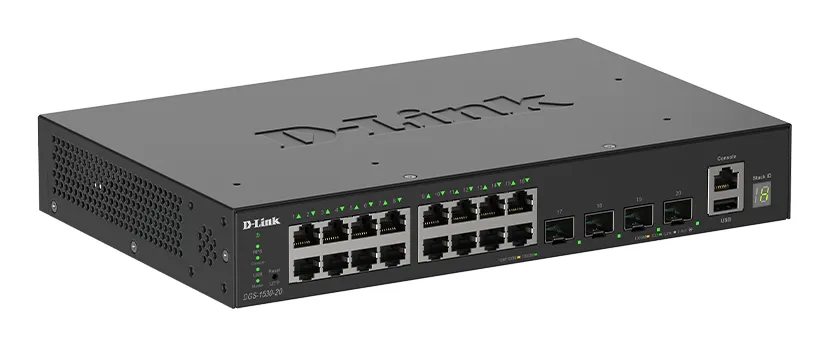 D-Link DGS-1530-20/E - Managed Ethernet switch, Black