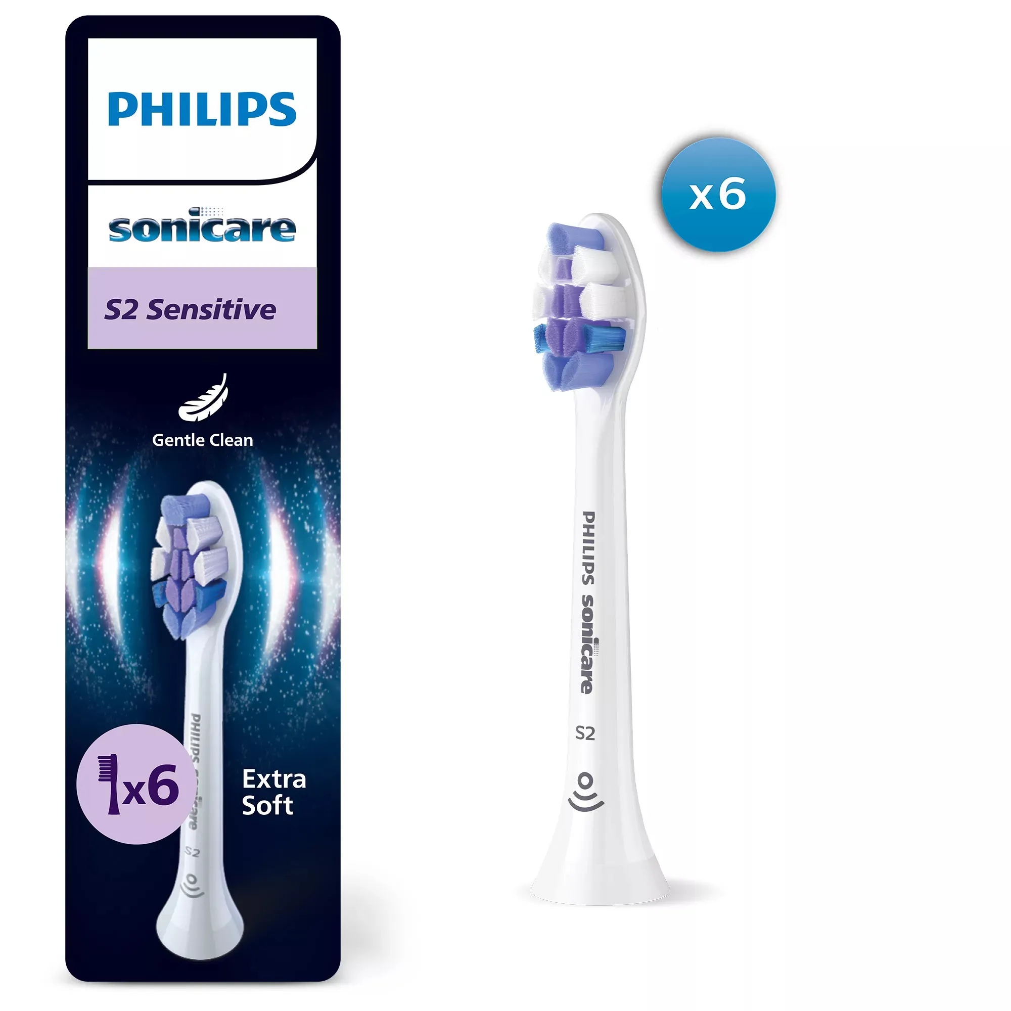 Philips Sonicare Sensitive HX6056/87 6 pcs Replacement Toothbrush Heads, White