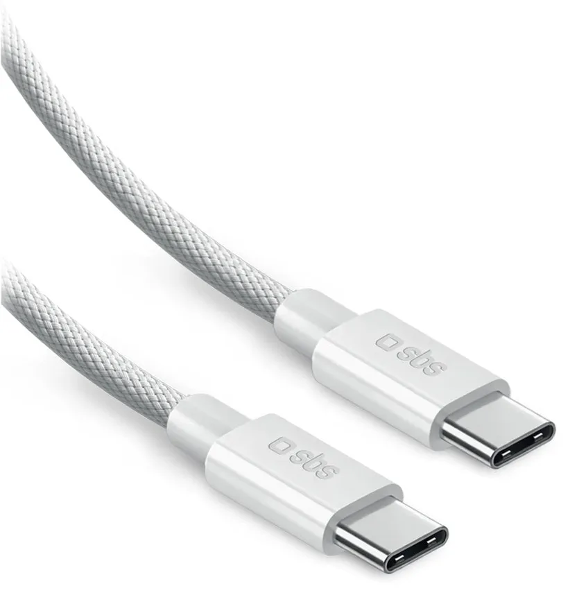 SBS Braided USB-C -kaapeli, 240 W, 2 m, valkoinen