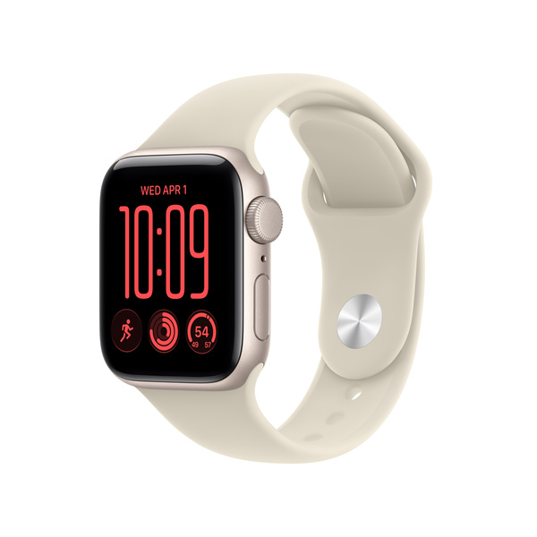 Apple Watch SE 3 (GPS) 40 mm t&auml;htivalkea alumiinikuori ja hiekanv&auml;rinen urheiluranneke, S/M