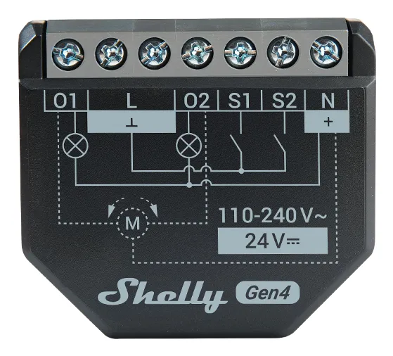 Shelly 2PM Gen4 2-pack - 2-kanals smart switch f&ouml;r styrning av gardiner, persienner och f&ouml;nsterluckor