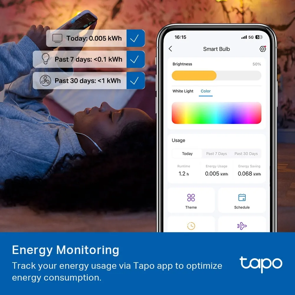 TP-Link Tapo L430P Smart Light Bulb E14 P45 4.8 Watts 470 Lumens Multicolour 1-pack