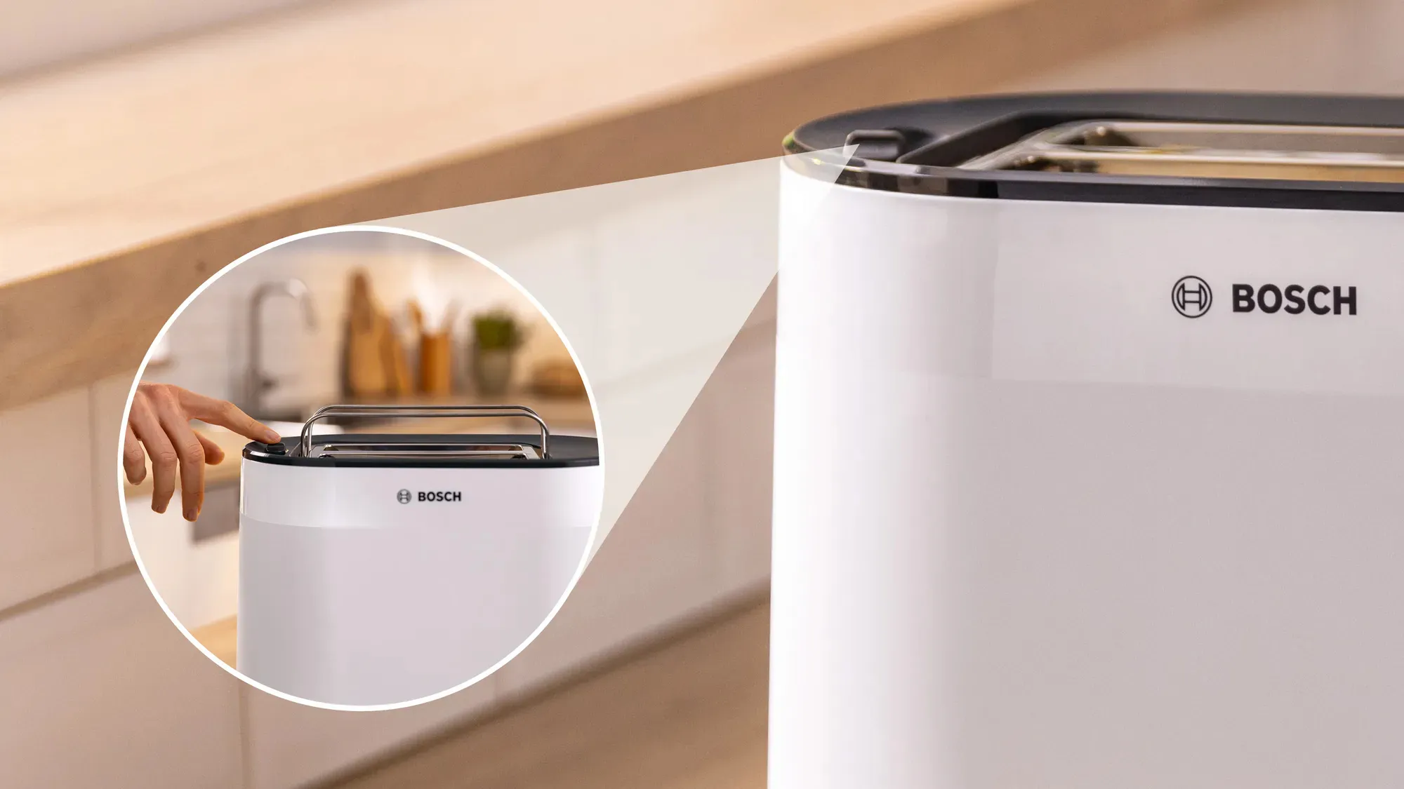 Bosch compact toaster MyMoment TAT2M121 (white, 950 watts, for 2 slices of toast)