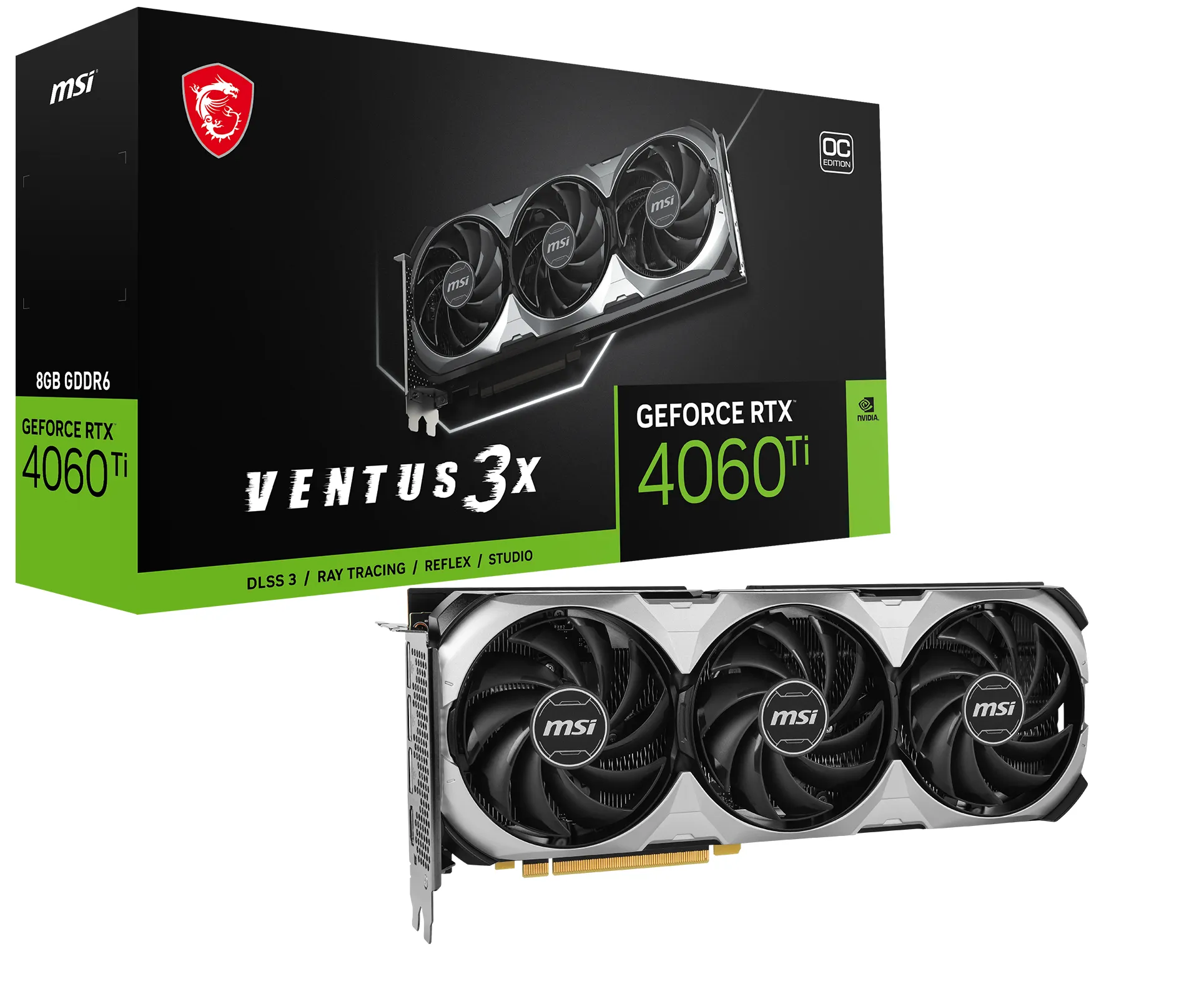 MSI GeForce RTX 4060 Ti Ventus 3X OC 8 Gt -n&auml;yt&ouml;nohjain