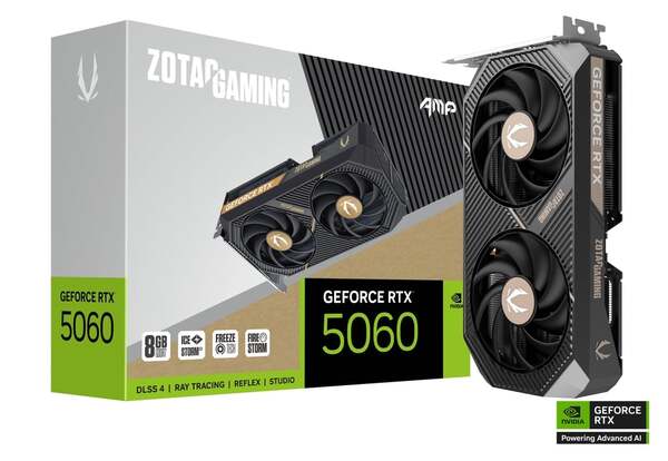 ZOTAC GeForce RTX 5060 AMP OC 8 Gt -n&auml;yt&ouml;nohjain