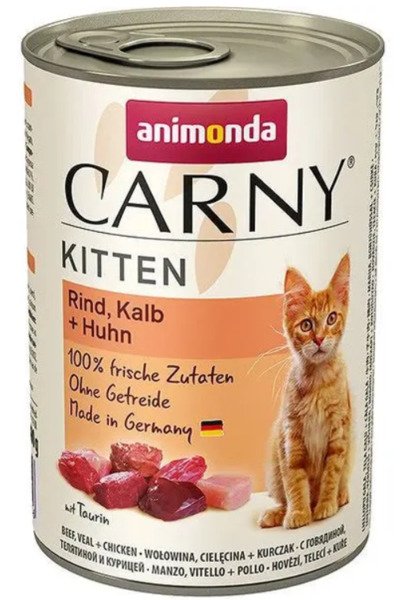 Animonda Carny Kitten Veal, Chicken &amp; Turkey, Wet food for cats, 400g