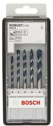 Bosch cyl-5 drill bit set, robust line, 5-piece - for concrete